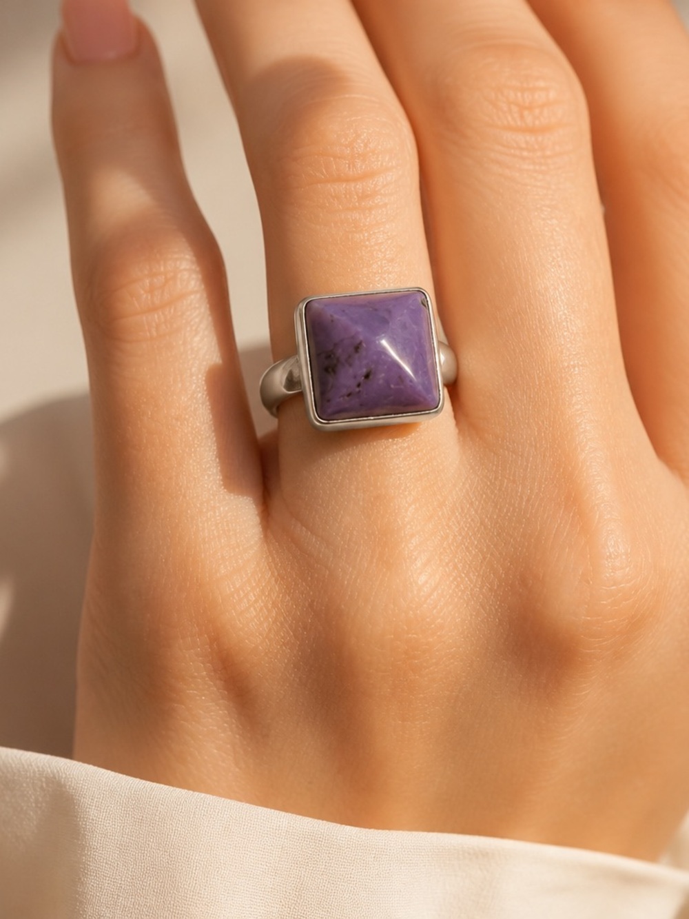 Sterling Charoite/ Sugilite Ring